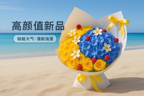 黄玫瑰绣球混搭花束 详情图 2